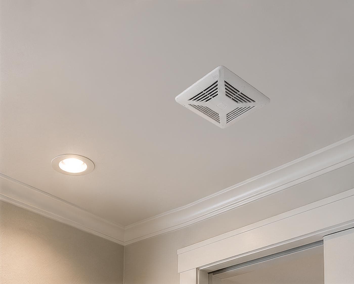 S&P ventilation fan installed in a hospitality bathroom ceiling